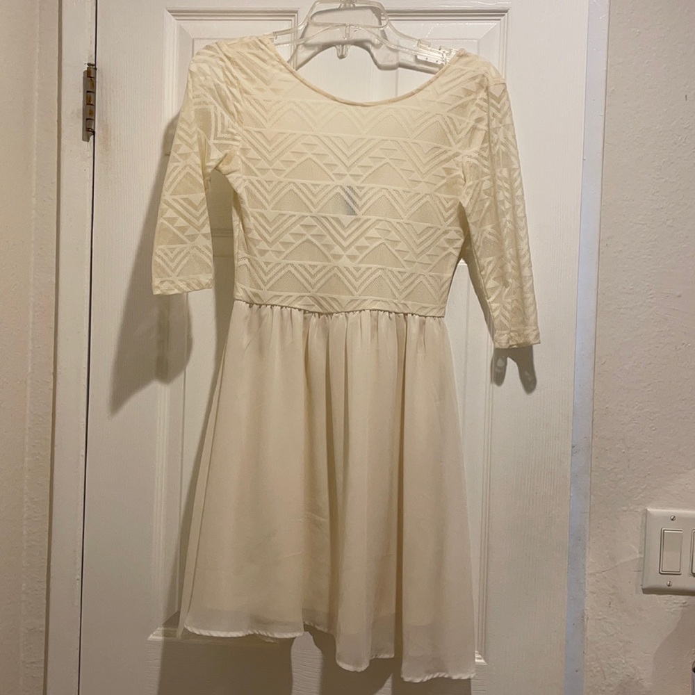 Off white dress mid arm length sleeve